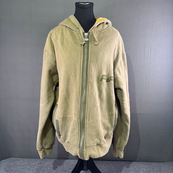 686 Other - VTG 686 Hoodie Men’s L Y2K Logo Snowboard Ski Zip Pockets Gorpcore Olive Green